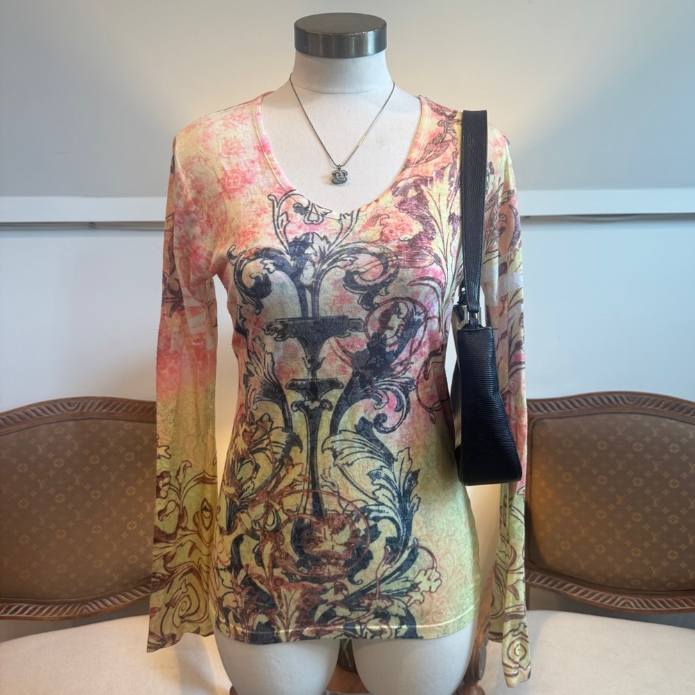 Marika Y2K Boho Fairy Grunge Top with Long Sleeves, Size Medium